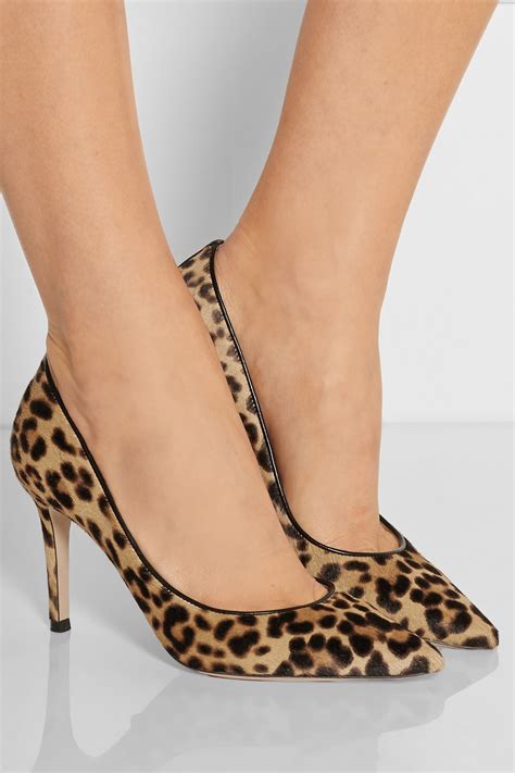 leopard print calf hair pump